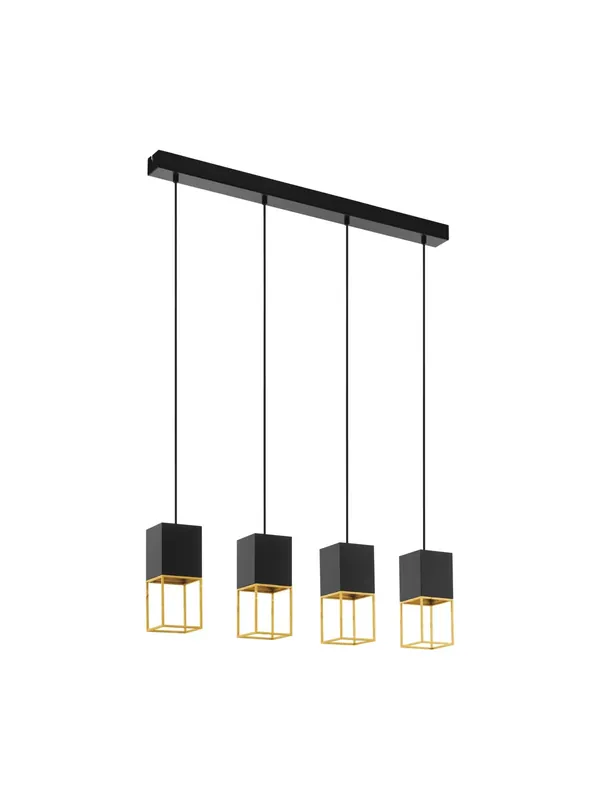 Lampadario design moderno nero e oro 4 luci GL0659 Professionale