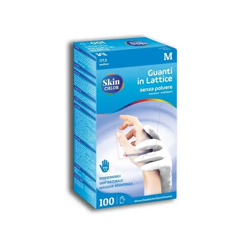 Quantità Limitata skin chlor guanti in lattice monouso bianchi senza polvere taglia m 7 / 7,5 lattice