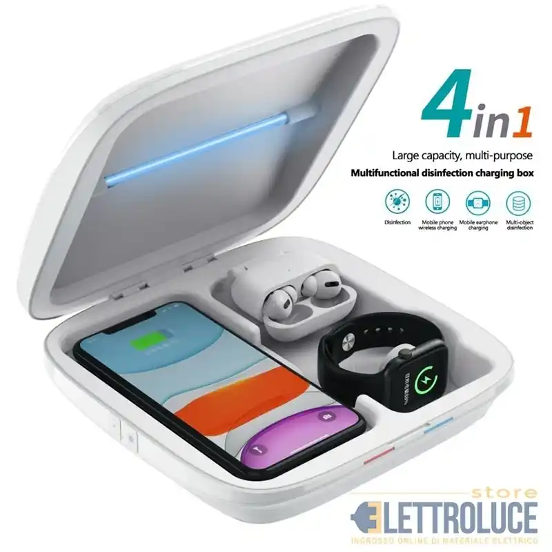 Saldi sterilizzatore igienizzatore multiuso telefoni mascherini oggetti caricatore wireless s4