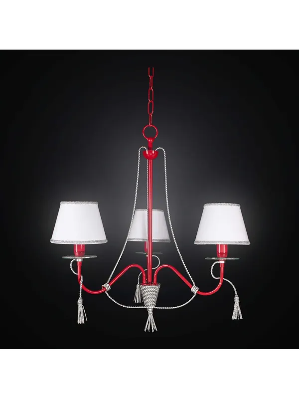 Lampadario contemporaneo in ferro battuto corda rosso e oro 3 luci BGA 2262-3vf Quantità Limitata