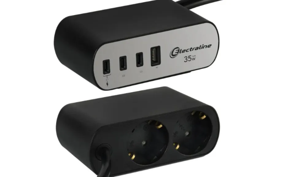 Multipresa da scrivania USB PD 35W 2 Schuko 4 USB Electraline 62583 Sconto