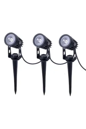 Faretto a LED solare con picchetto SPOTI, nero, set da 3, IP44 Affare