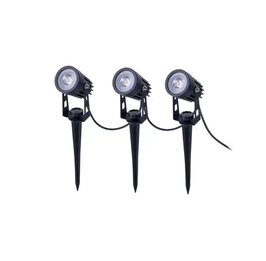 Faretto a LED solare con picchetto SPOTI, nero, set da 3, IP44 Affare