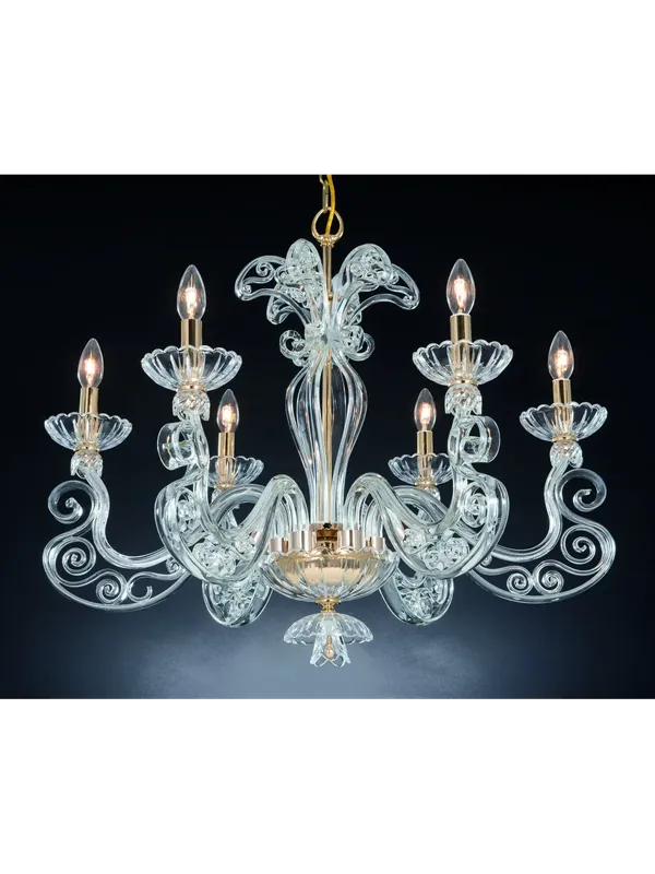 Lampadario classico in cristallo 6 luci Design Swarovsky Dafne oro Saldi