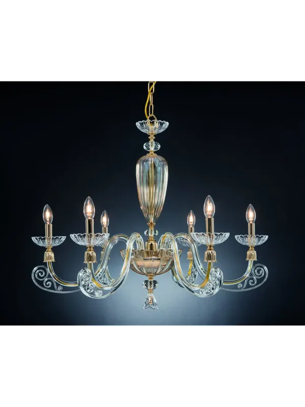Lampadario classico in cristallo 6 luci Design Swarovsky Sofia ambra Nuova Collezione