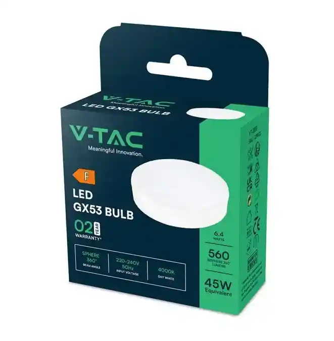 Lampadina LED GX53 6.4W luce fredda V-TAC 23903 alta efficienza Sconto