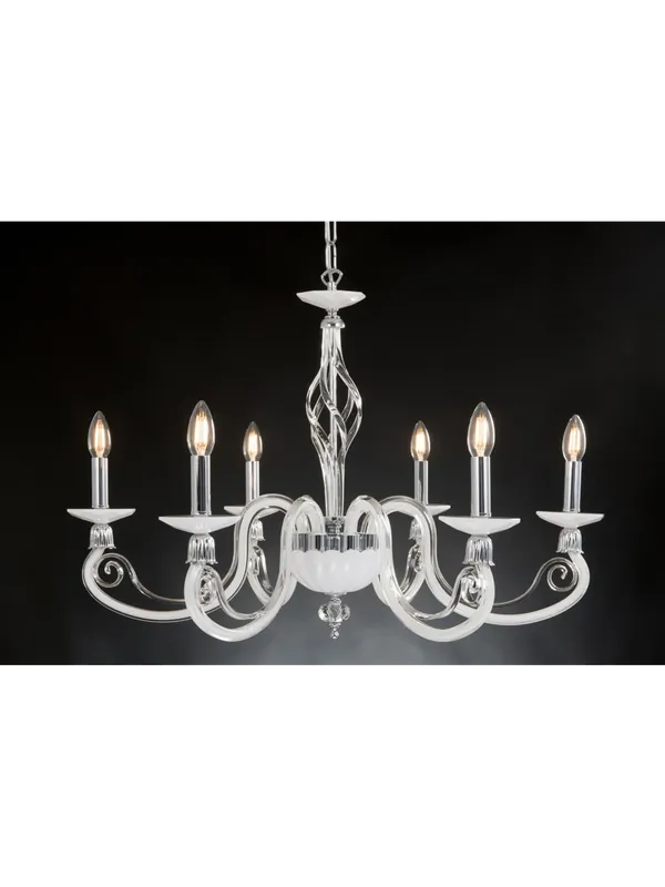Lampadario moderno in cristallo 6 luci Design Swarovsky bianca Non Perdere