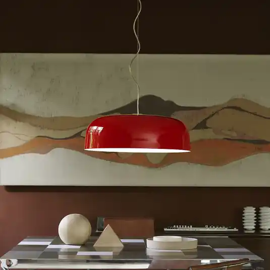 Solo Oggi Oluce lampada LED a sospensione Canopy, Ø 60 cm, rosso, alluminio