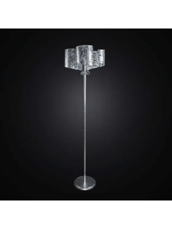 Piantana moderna in vetrofusione foglia argento 3 luci BGA 2316-pt Occasione