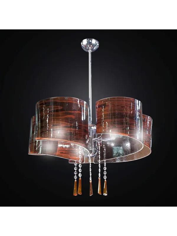 Prezzo Conveniente Lampadario moderno design in vetrofusione legno 5 luci BGA 2316-s5