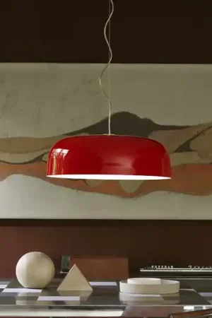 Oluce lampada LED a sospensione Canopy, Ø 90 cm, rosso, alluminio Nuova Collezione
