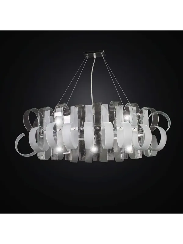 Lampadario moderno design in vetrofusione ovale a 5 luci BGA 2322-32r-o Novità