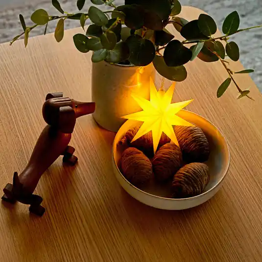 STERNTALER Stella LED, gialla, Ø 11 cm, 9 punte, IP44 batteria Spedizione Espresso