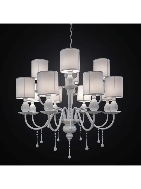 Lampadario moderno in cristallo bianco 12 luci BGA 2344-12 Offerta Speciale