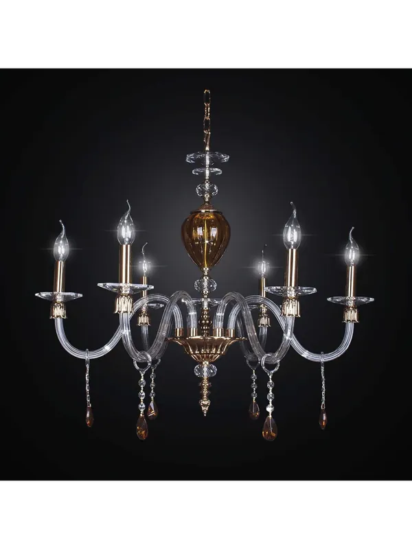 Compra Online Lampadario classico ottone e cristallo 6 luci BGA 2346-6 design swarovsky