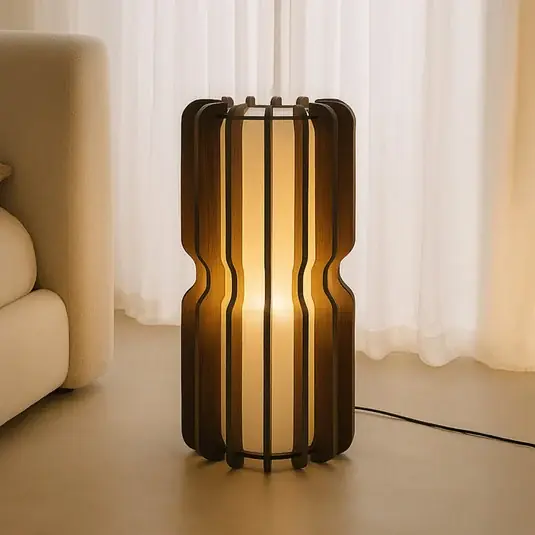 Offerta Del Giorno Lucande Piantana Juneta, 75 cm, marrone, legno, tessuto