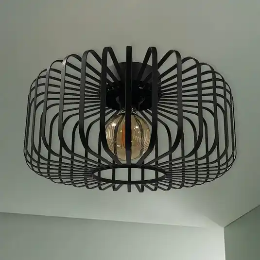Plafoniera Niko, nera, Ø 39 cm, metallo, E27 Solo Oggi