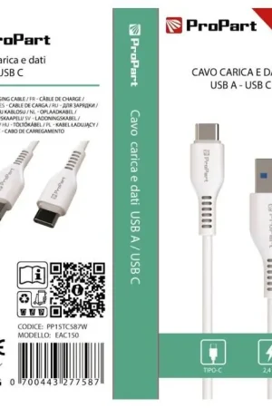 Cavo USB A USB C 2,4A 1,5 metri LIFE365 ITALY PP15TC587W Spedizione Espresso