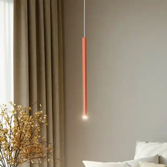Popolare Lampada a sospensione Sopel 1, rosso mattone, a 1 luce, acciaio, Ø 5 cm