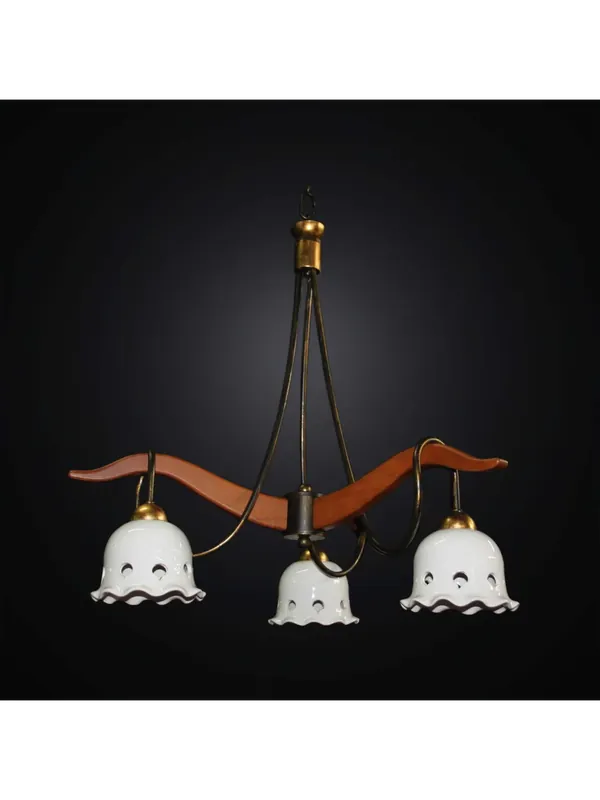 Scelto Dai Clienti Lampadario rustico classico in legno e ceramica a 3 luci BGA 2991-3