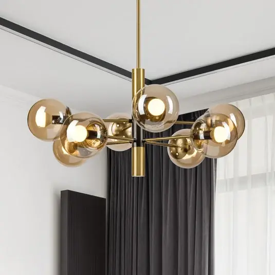Plafoniera Natalia, color oro, Ø 68 cm, vetro, a 8 luci, E14 Scelto Dai Clienti