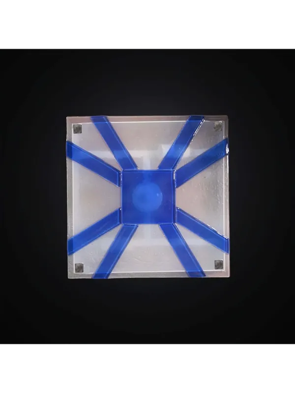 A Buon Prezzo Plafoniera moderno vetrofusione bianco-blu 2 luci BGA 2960-30