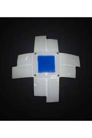 A Buon Prezzo Plafoniera moderna in vetrofusione bianco-blu 4 luci BGA 2957-50