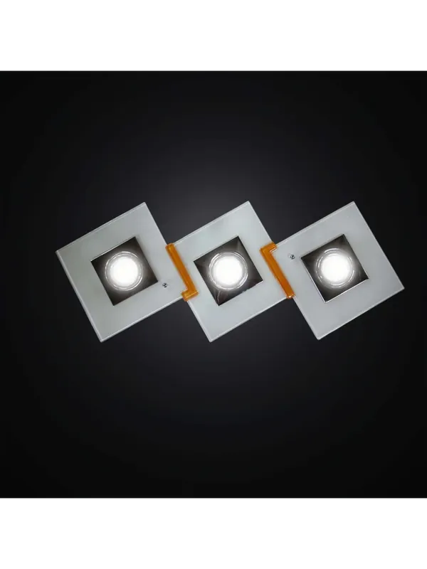 Plafoniera con faretti in vetrofusione bianco e arancione 3 luci BGA 2984-pl3 Promozione
