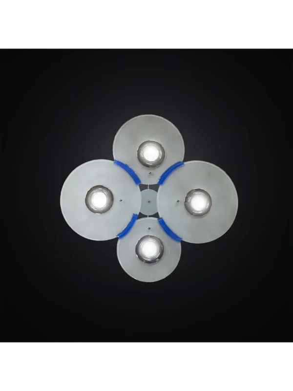 Plafoniera con faretti in vetrofusione bianco e blu 4 luci BGA 2983-pl4 Solo Oggi