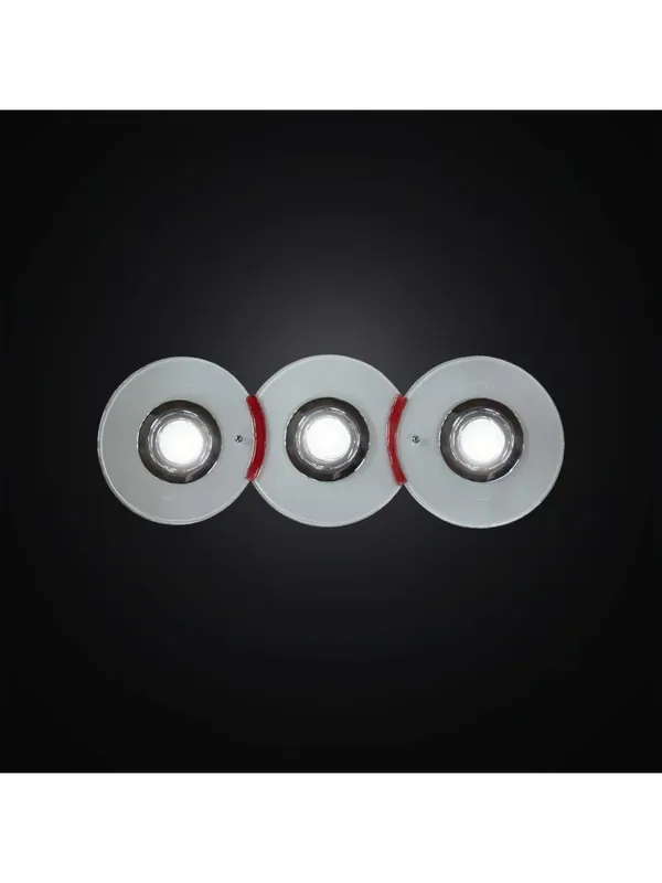 Esclusivo Plafoniera con faretti in vetrofusione bianco e rosso 3 luci BGA 2983-pl3