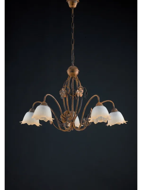 Reso Gratuito Lampadario classico in ferro battuto 5 luci LGT Acero