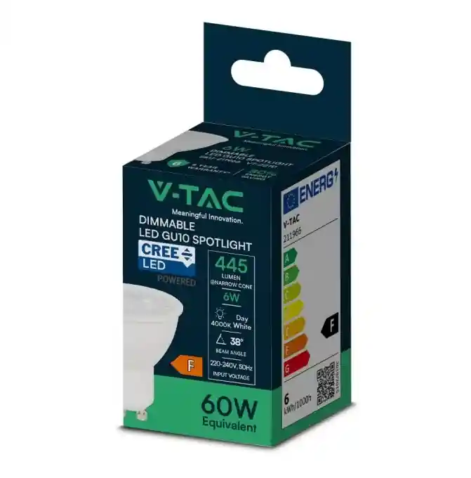 Spot LED dimmerabile GU10 38 gradi 6W V-TAC 211966 luce neutra Promo Stagionale