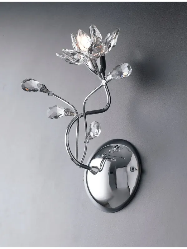 Consegna Rapida Applique moderno cromato con cristalli 1 luce LGT Flower ap1