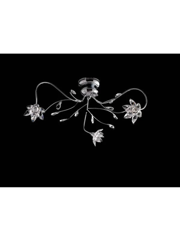 Plafoniera moderna cromata con cristalli 3 luci LGT Flower pl3 Prezzo Basso