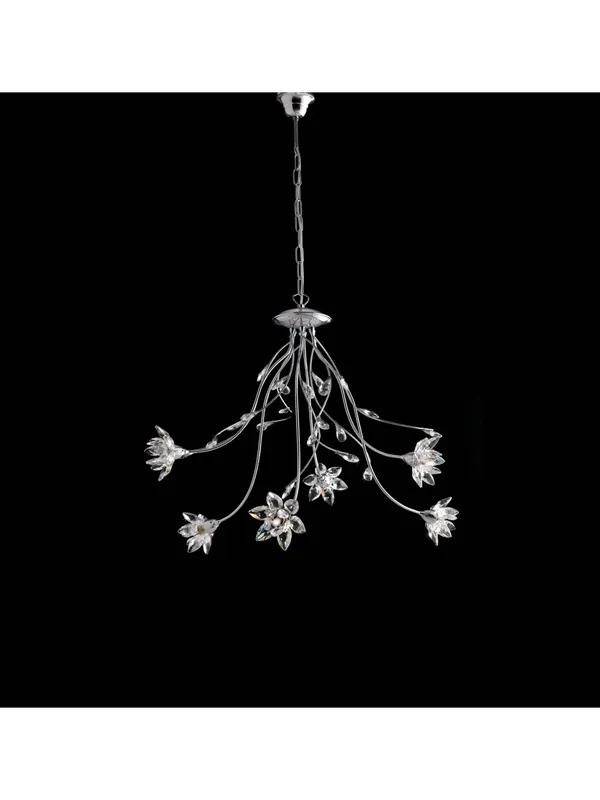 A Buon Prezzo Lampadario moderno cromato con cristalli 6 luci LGT Flower sp6