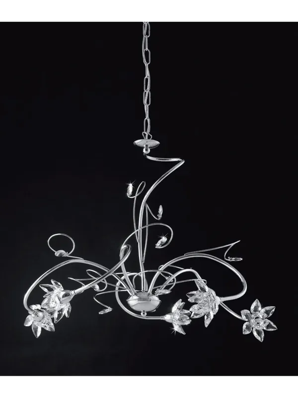 Esclusivo Lampadario moderno cromato con cristalli 5 luci LGT Teo sp5
