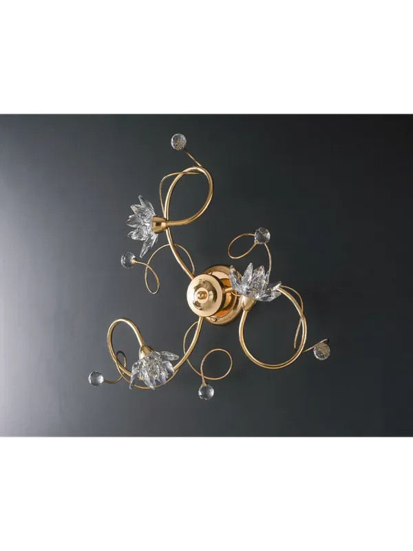 Plafoniera moderna oro con cristalli 3 luci LGT Teo pl3 Super Prezzo