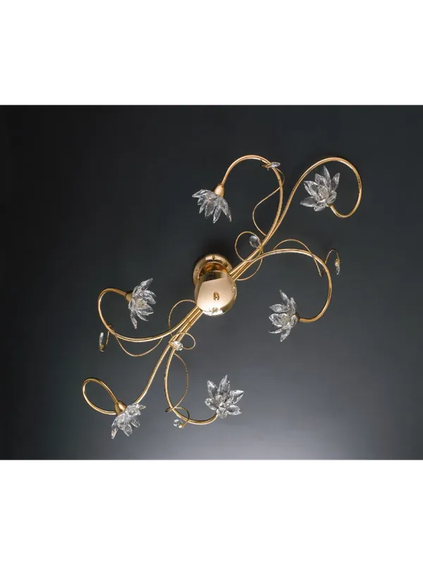 Plafoniera moderna oro con cristalli 6 luci LGT Teo pl6 Super Prezzo