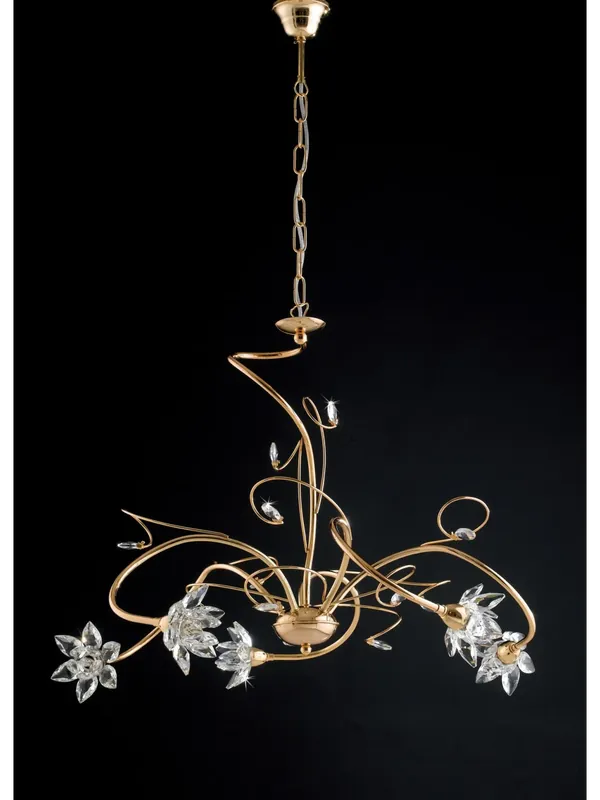 Lampadario moderno oro con cristallo 5 luci LGT Teo sp5 Nuova Collezione