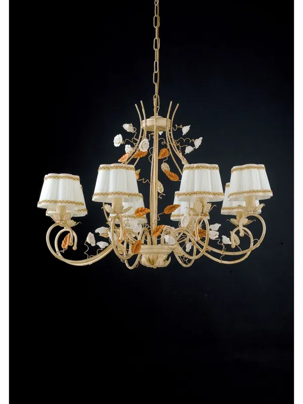 Lampadario classico in ferro battuto con rose 8 luci LGT Bouquet sp8 Offerta Speciale
