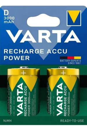 Spedito Oggi Batterie ricaricabili NiMH formato D 3000mAh Varta 56720101412 confezione 2 pezzi