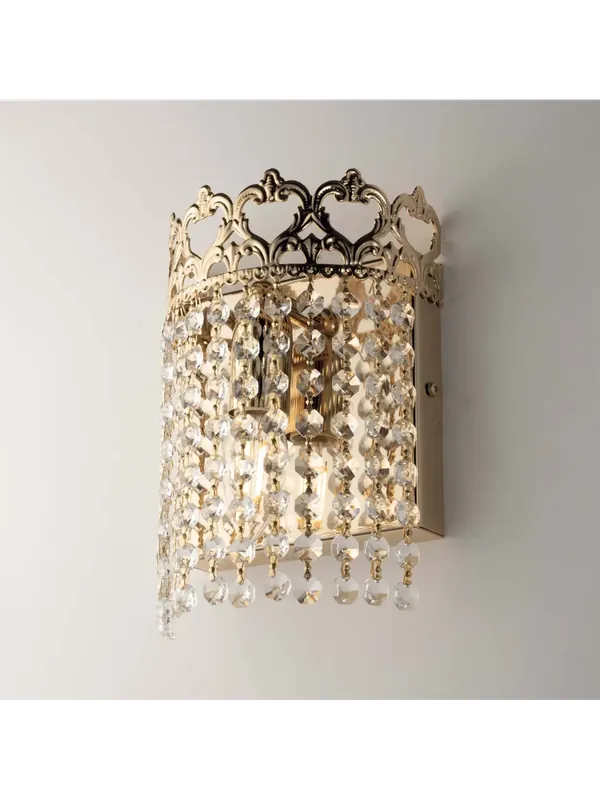 Applique classico oro con cristalli trasparenti 1 luce LGT Impero ap d.20 Più Venduto
