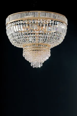Subito Disponibile Plafoniera cristallo classica oro 8 luci LGT Praga pl8 D.65cm