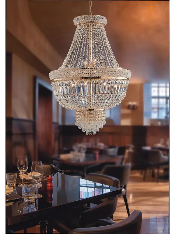 Lampadario classico oro con cristalli 6 luci LGT Praga sp6 D.45cm swarovsky Direttamente Dal Produttore
