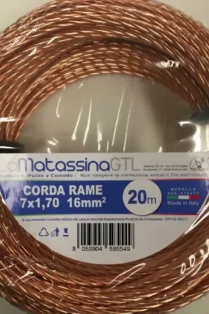 Offerta Limitata Corda rame nudo 16 mmq 10 metri GO-AT TOPLINE MCORDCU1610 installazioni equipotenziali