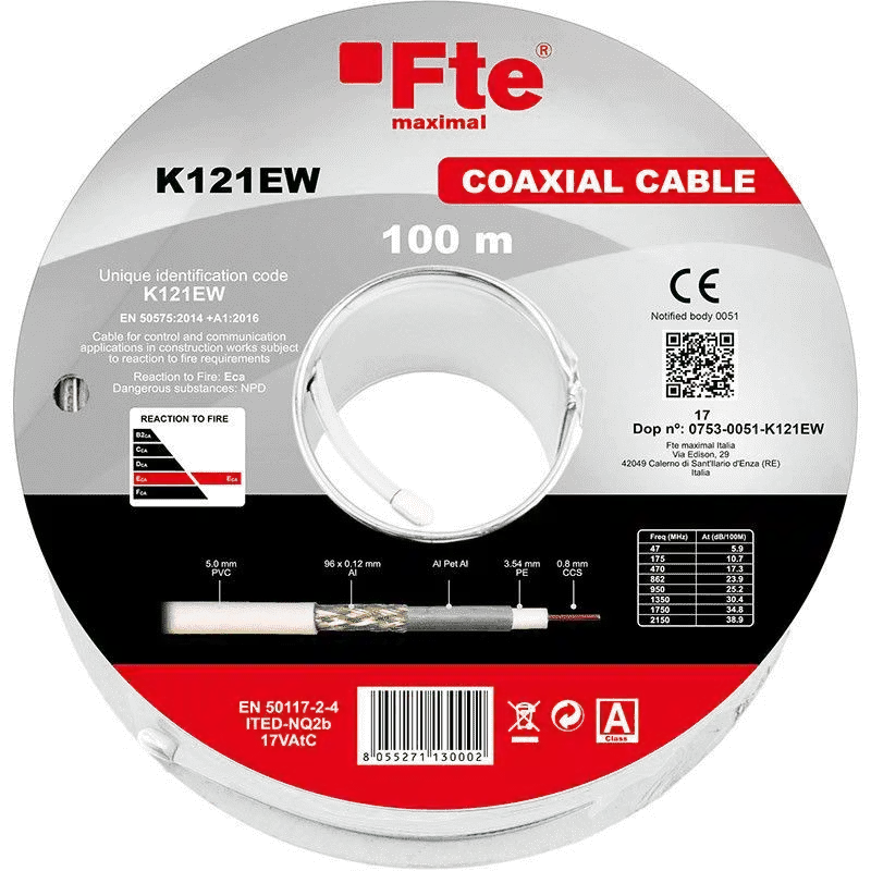 Vendita Finale ftek121ew cavo coax 5mm pvc eca b fte 100 metri fteK121EW