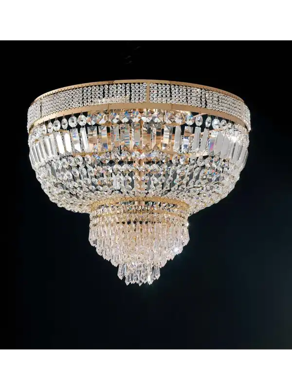 Prezzo Di Fabbrica Plafoniera classica in cristallo oro 12 luci LGT Praga d.85
