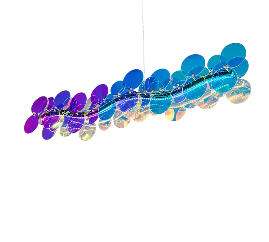 Lampadario sospensione LED regolabile 86x150 cm trasparente iridescente R33681153 Spedizione Espresso