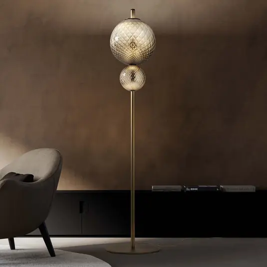 OLEV Lampada LED da pavimento TERRA&LUNA, marrone, metallo/vetro 184 cm 927 Prezzo Di Fabbrica