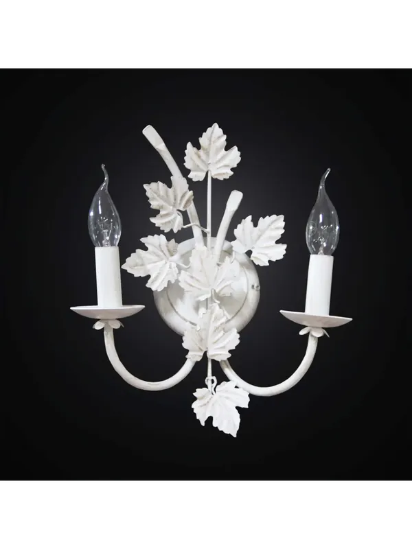 Applique in ferro battuto bianco antico 2 luci BGA 2785/A2 Ultima Occasione